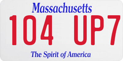 MA license plate 104UP7