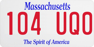 MA license plate 104UQ0