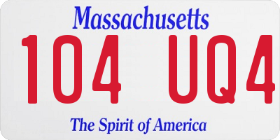 MA license plate 104UQ4
