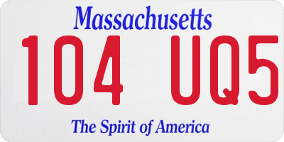 MA license plate 104UQ5