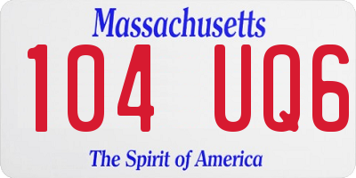 MA license plate 104UQ6