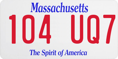 MA license plate 104UQ7