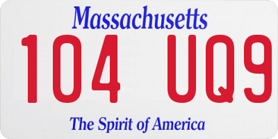 MA license plate 104UQ9