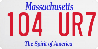 MA license plate 104UR7