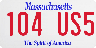 MA license plate 104US5