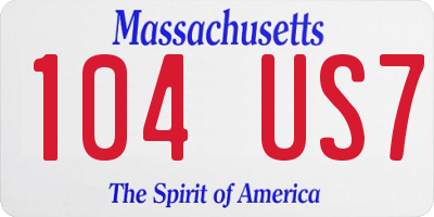 MA license plate 104US7