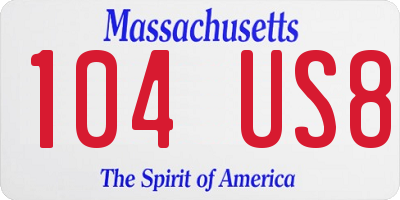 MA license plate 104US8
