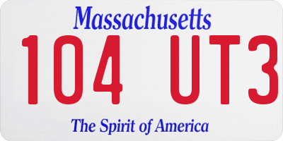 MA license plate 104UT3