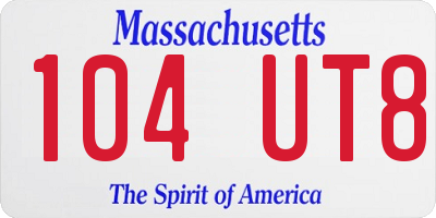 MA license plate 104UT8