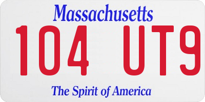 MA license plate 104UT9
