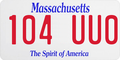 MA license plate 104UU0