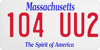 MA license plate 104UU2