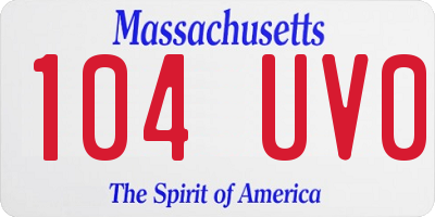 MA license plate 104UV0