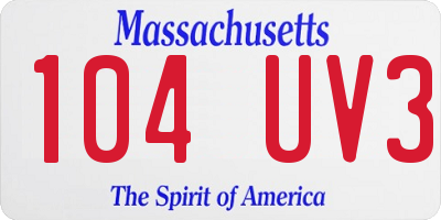 MA license plate 104UV3