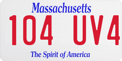 MA license plate 104UV4