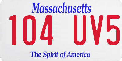 MA license plate 104UV5