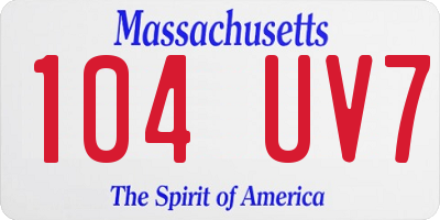 MA license plate 104UV7