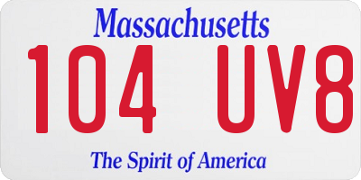 MA license plate 104UV8