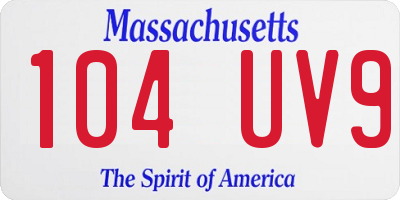 MA license plate 104UV9