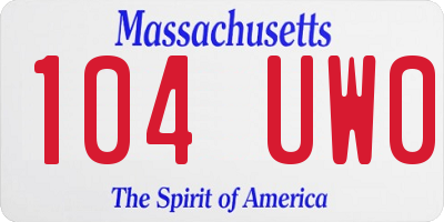 MA license plate 104UW0