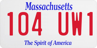 MA license plate 104UW1