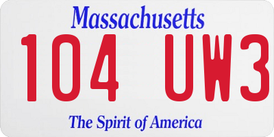 MA license plate 104UW3
