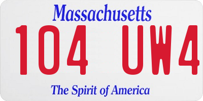 MA license plate 104UW4