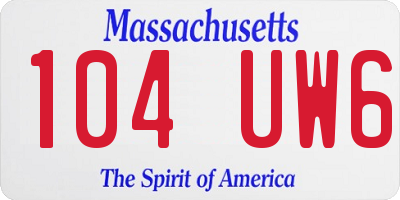MA license plate 104UW6