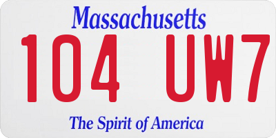 MA license plate 104UW7