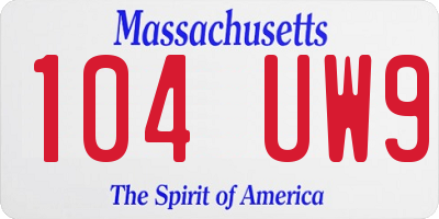 MA license plate 104UW9