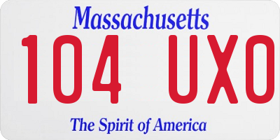 MA license plate 104UX0