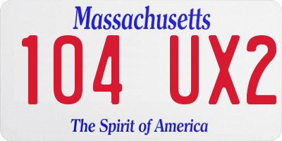 MA license plate 104UX2