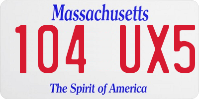 MA license plate 104UX5