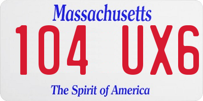 MA license plate 104UX6