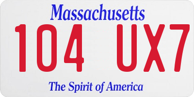 MA license plate 104UX7
