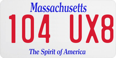 MA license plate 104UX8