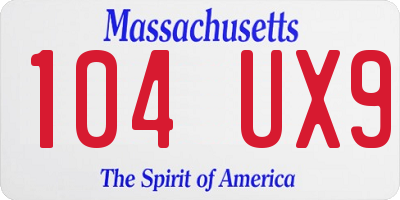MA license plate 104UX9