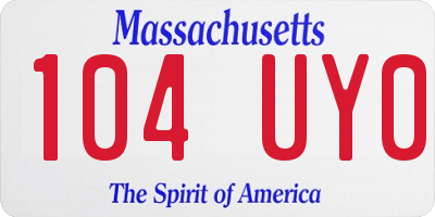 MA license plate 104UY0