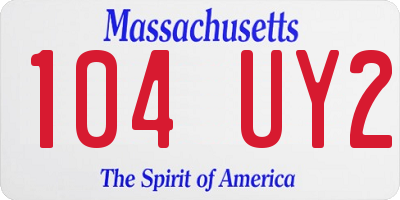 MA license plate 104UY2