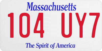 MA license plate 104UY7
