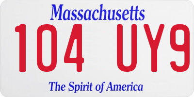 MA license plate 104UY9