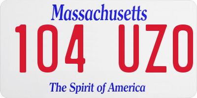 MA license plate 104UZ0