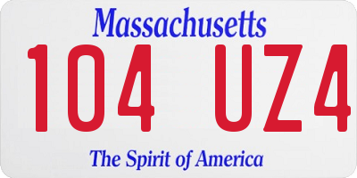 MA license plate 104UZ4