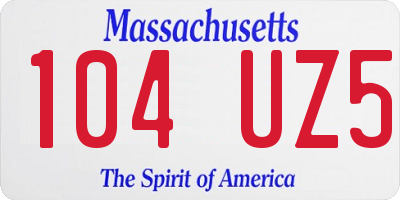 MA license plate 104UZ5