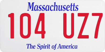 MA license plate 104UZ7
