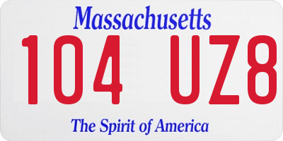 MA license plate 104UZ8