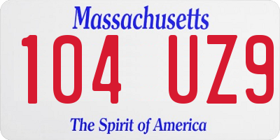 MA license plate 104UZ9