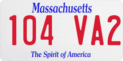 MA license plate 104VA2