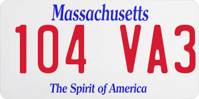 MA license plate 104VA3