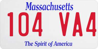 MA license plate 104VA4